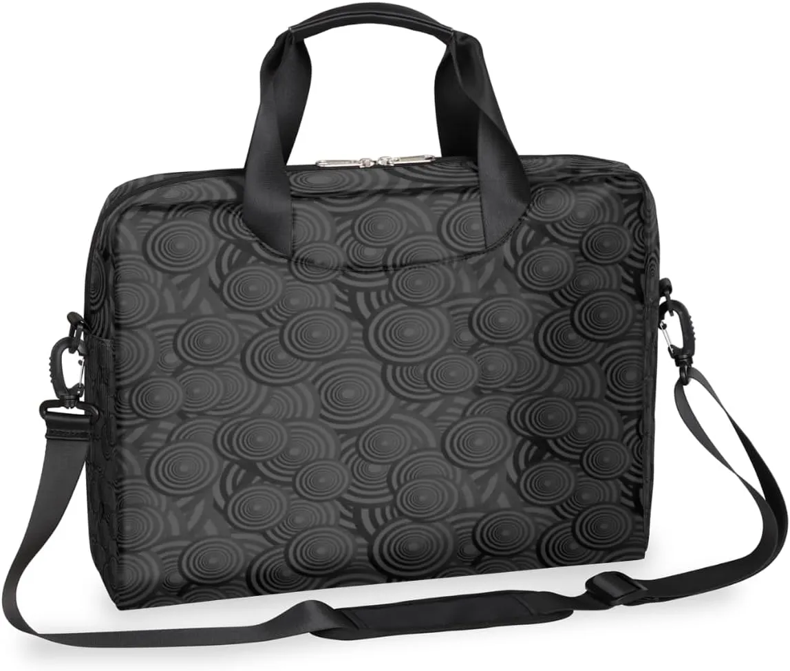 Circle Concentric Laptop Bag 15-16 Inch Laptop Case for Women Men Shoulder Messenger Bag Black Computer Briefcase for Business, Office, College, Travel Laptop Bag