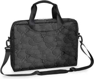 Circle Concentric Laptop Bag 15-16 Inch Laptop Case for Women Men Shoulder Messenger Bag Black Computer Briefcase for Business, Office, College, Travel Laptop Bag