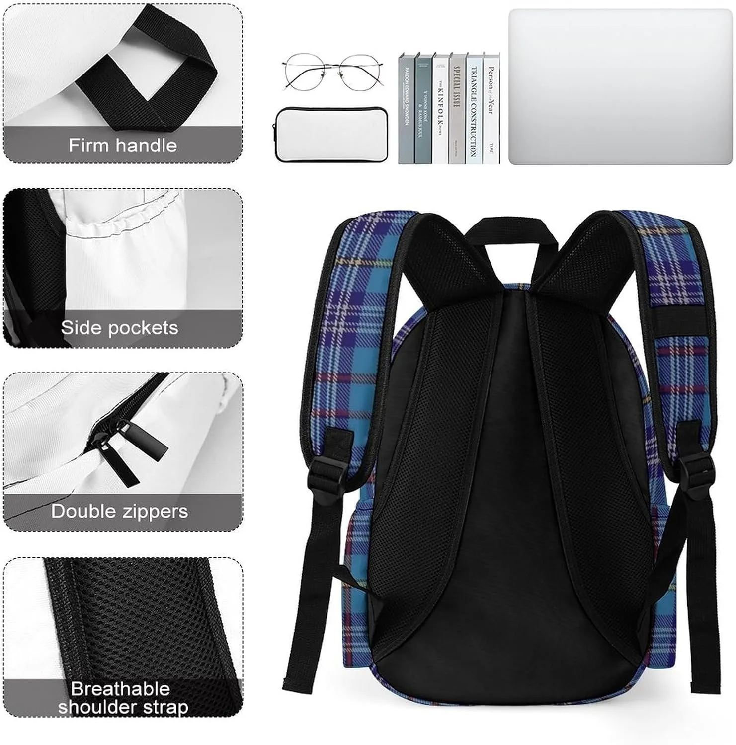 Citadel Military Academy Tartan Casual Lightweight Large Capacity Travel Backpack Unisex
