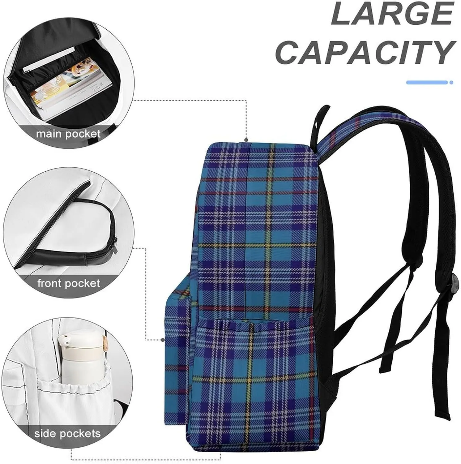 Citadel Military Academy Tartan Casual Lightweight Large Capacity Travel Backpack Unisex