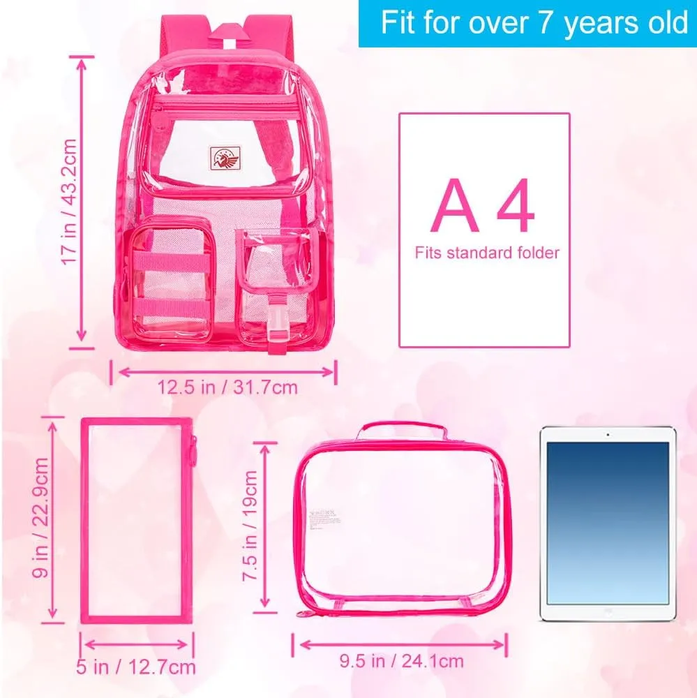 Clear Backpack, Transparent Bookbag Heavy Duty See Through Backpacks