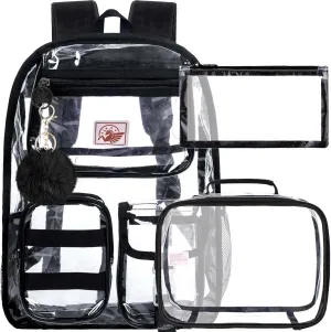 Clear Backpack, Transparent Bookbag Heavy Duty See Through Backpacks