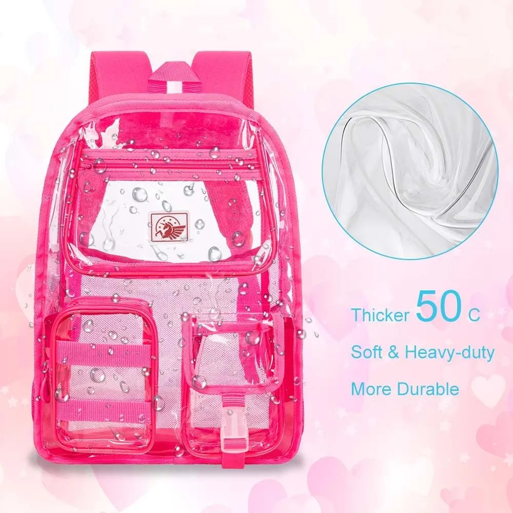 Clear Backpack, Transparent Bookbag Heavy Duty See Through Backpacks