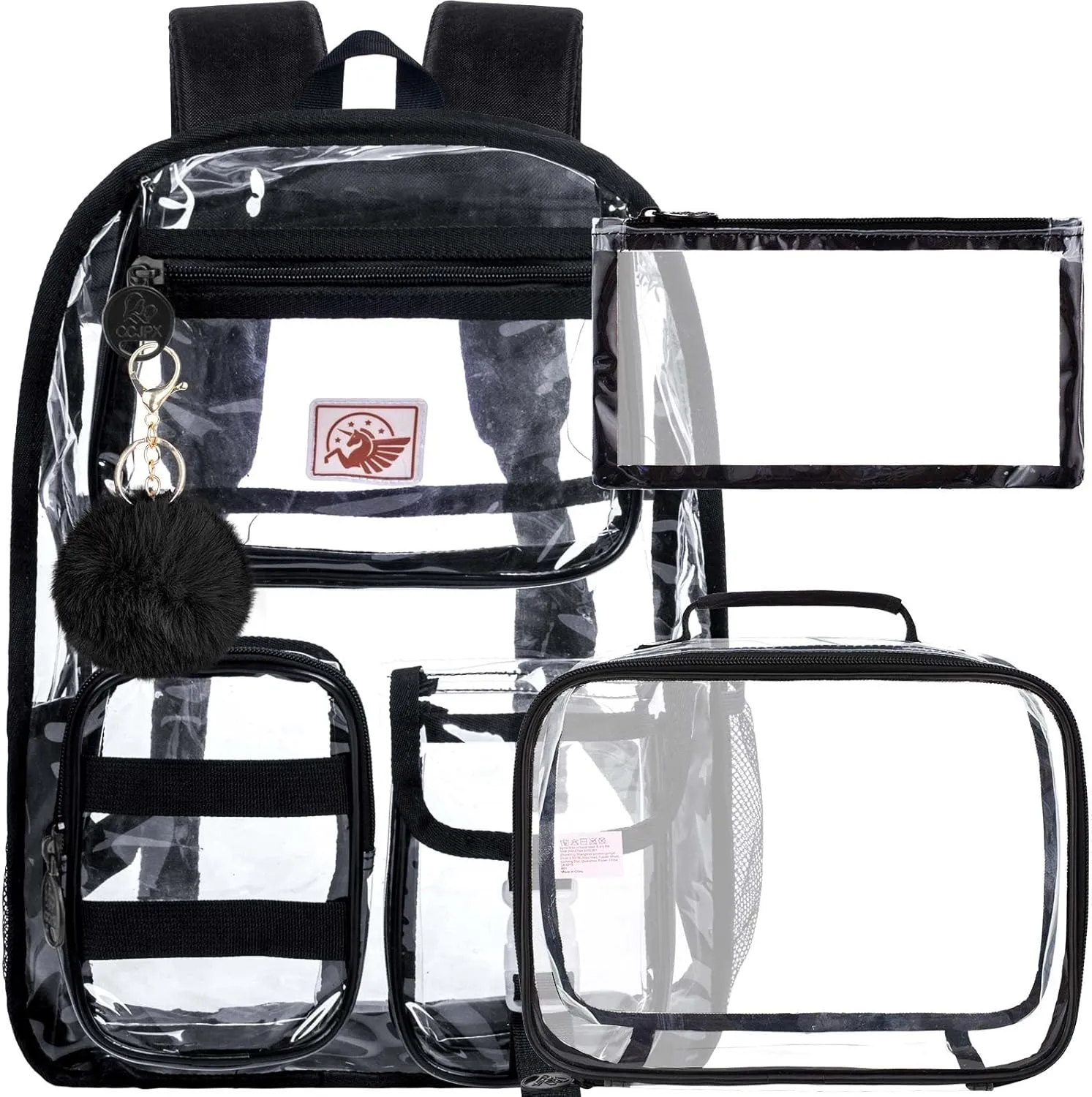 Clear Backpack, Transparent Bookbag Heavy Duty See Through Backpacks