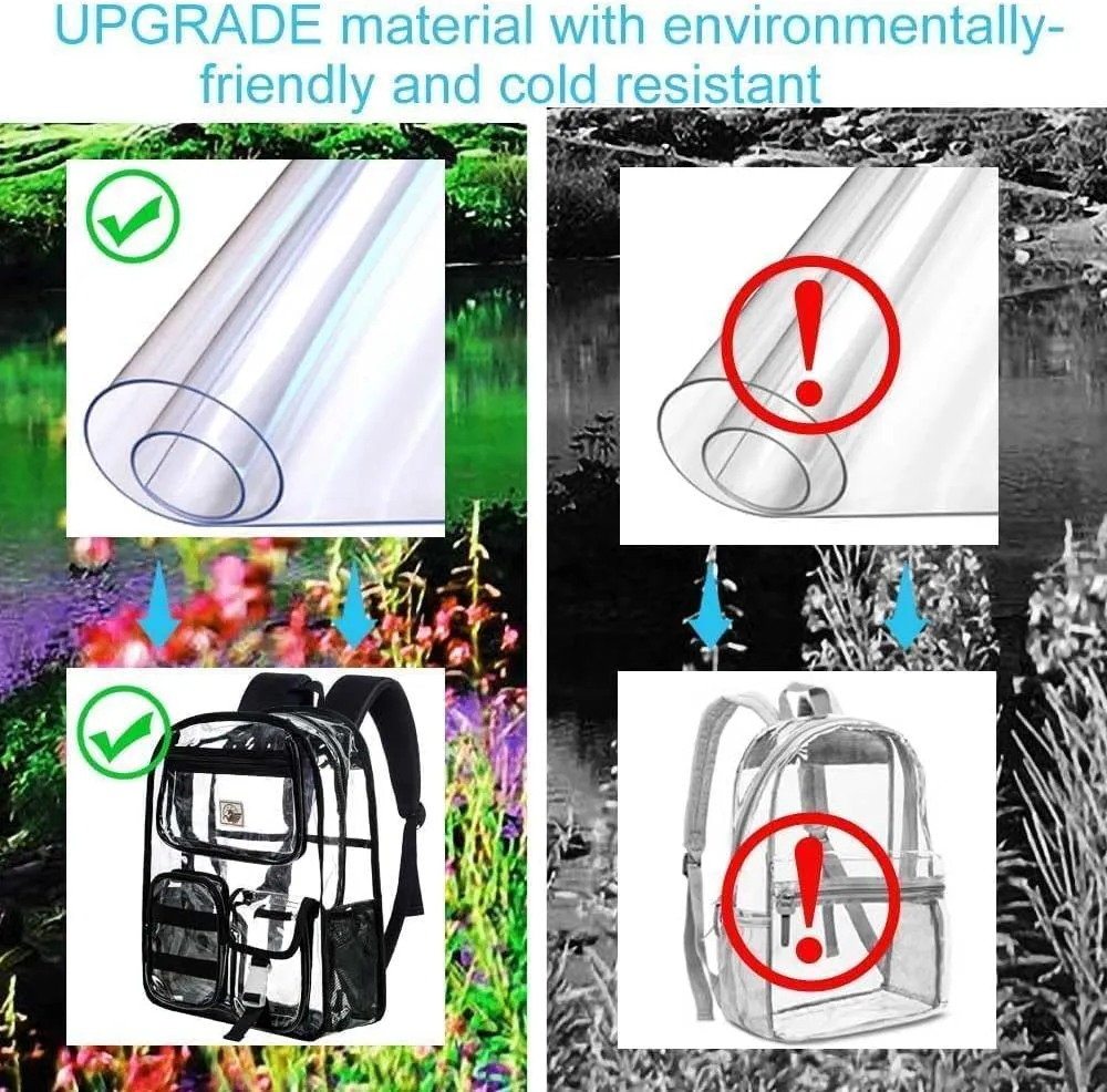 Clear Backpack, Transparent Bookbag Heavy Duty See Through Backpacks