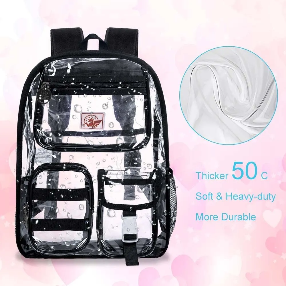 Clear Backpack, Transparent Bookbag Heavy Duty See Through Backpacks