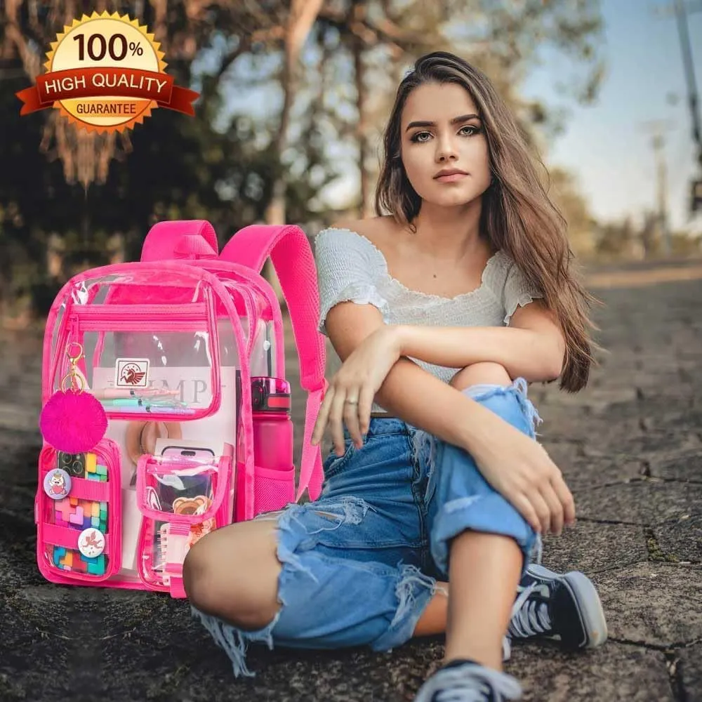 Clear Backpack, Transparent Bookbag Heavy Duty See Through Backpacks