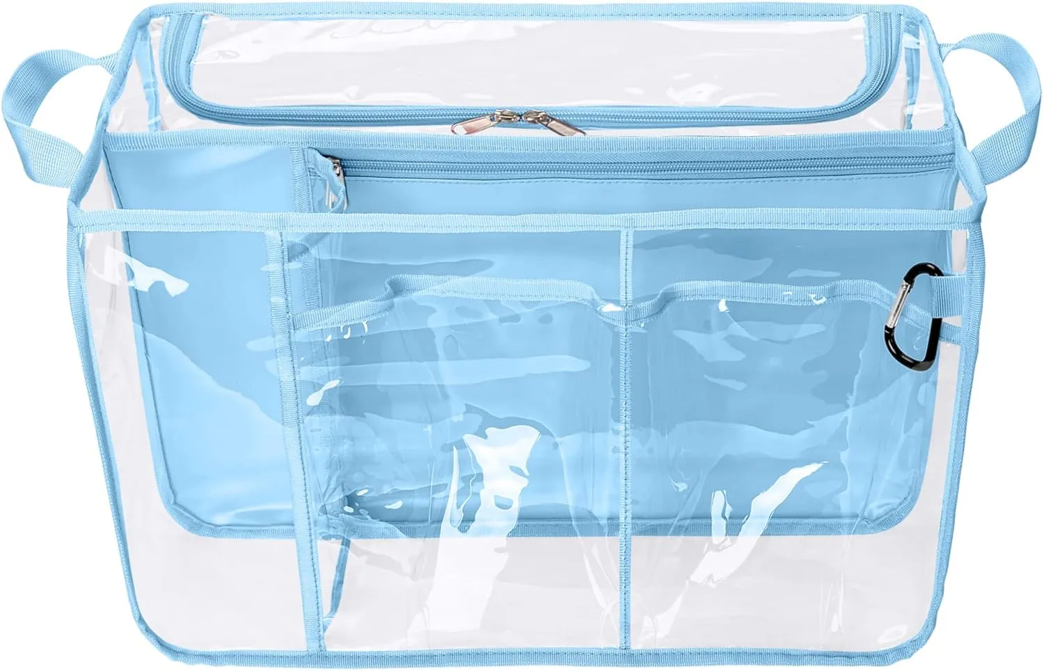 Clear Beach Bag Organizer Insert Compatible with BOGG BAG Original X Large, Zipper Organizer Liner Compatible with BOGG BAG Original X Large, Insert Divider Pouch with 2 Compartments, Blue