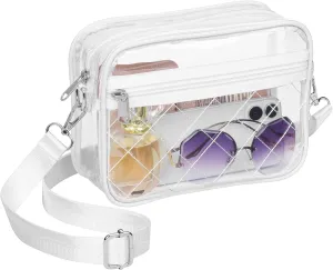 Clear Crossbody Bag Stadium Approved, Small Clear Purse for Women Stadium Crossbody for Events Sports Outfits