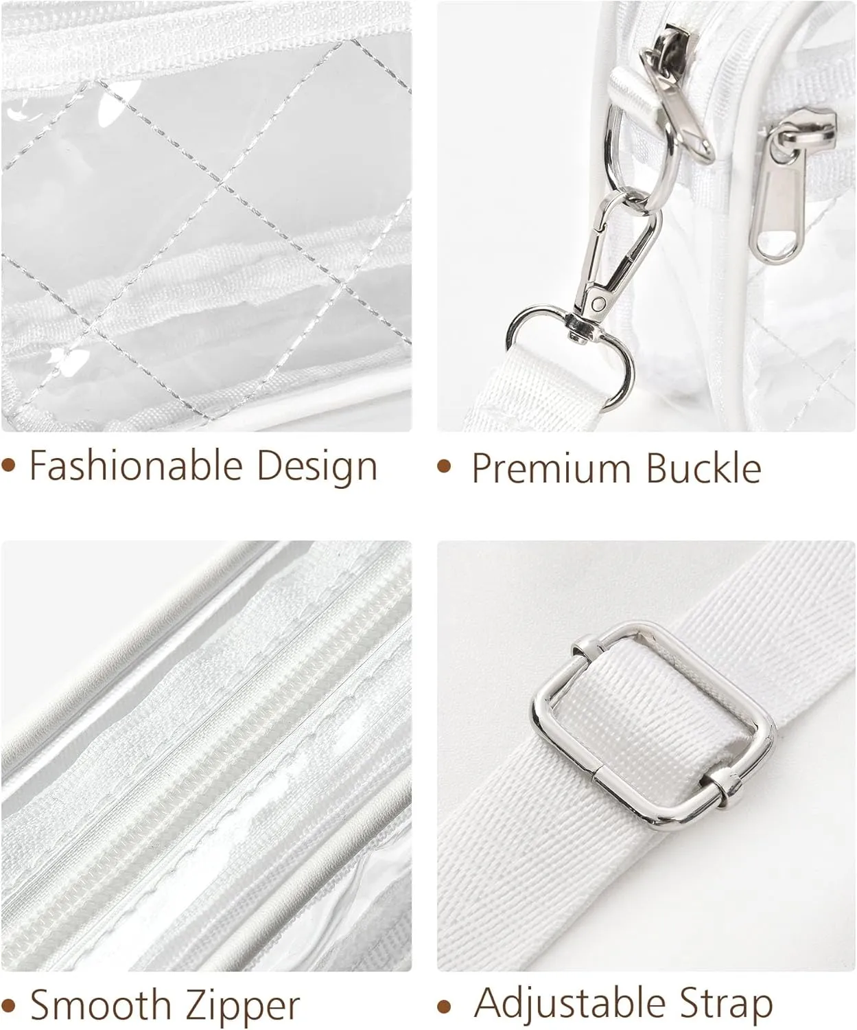 Clear Crossbody Bag Stadium Approved, Small Clear Purse for Women Stadium Crossbody for Events Sports Outfits