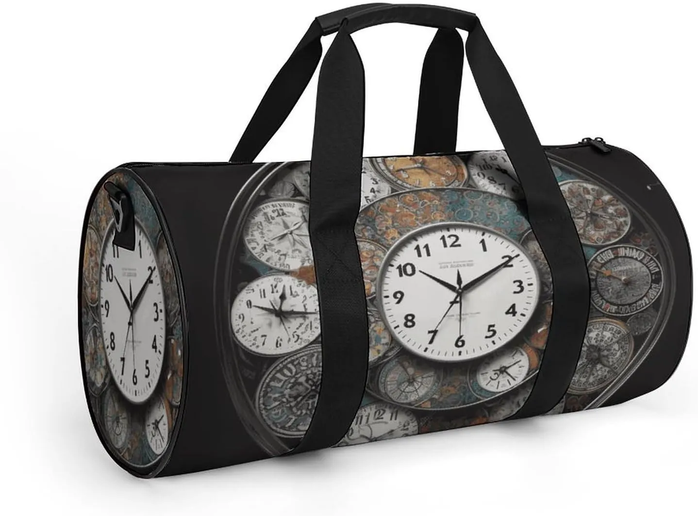 Clock Art Gym Bag Small Travel Duffle Bag with Compartment Carry On Weekender Bag for Women Men