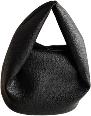Cloud Small Handbag PU Leather Single Shoulder Crossbody Bag and Folds Design Purse for Women (Black)