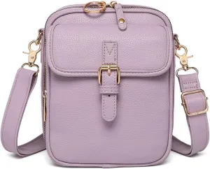 Collaboraten1 Crossbody Leather Bag, Large Capacity With 10 Card Slots, Casual Single-Shoulder Bag (Light Purple)
