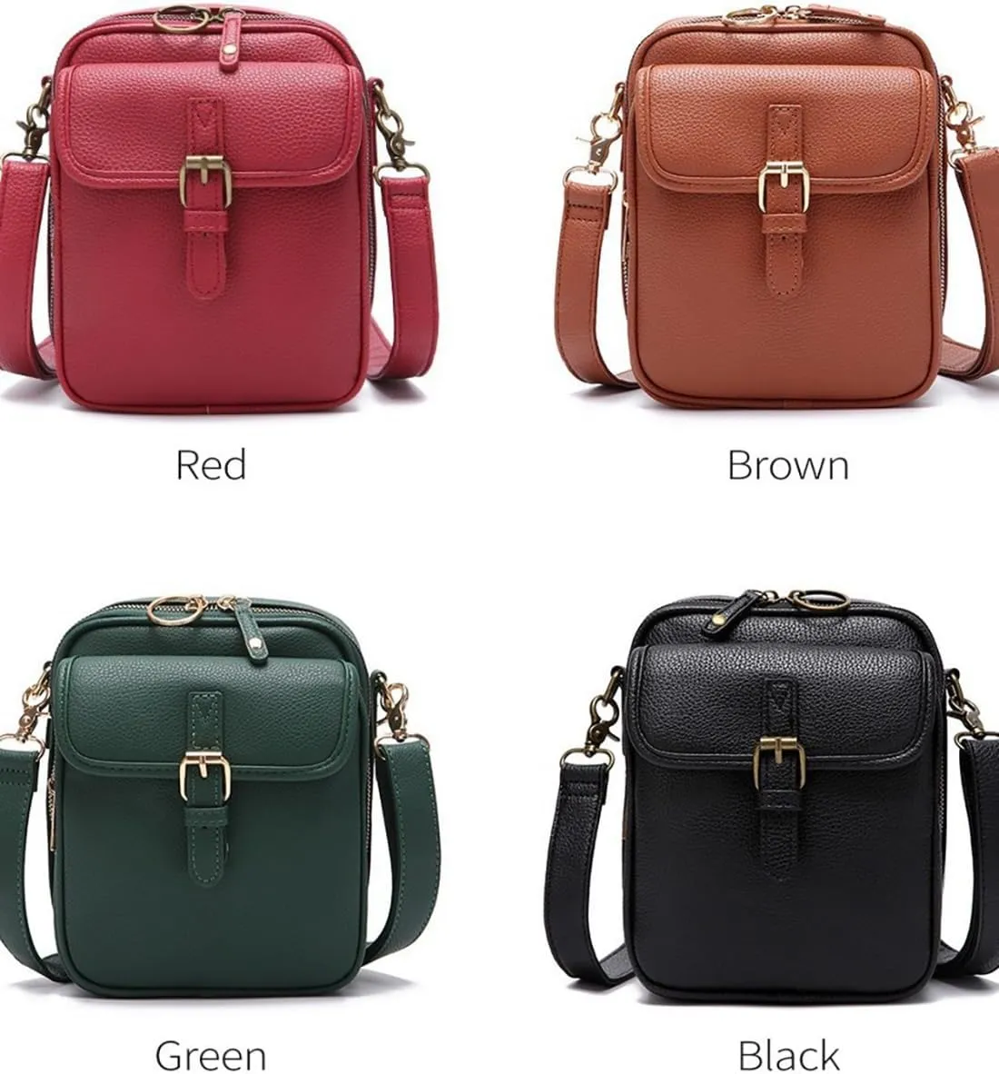 Collaboraten1 Crossbody Leather Bag, Large Capacity With 10 Card Slots, Casual Single-Shoulder Bag (Light Purple)