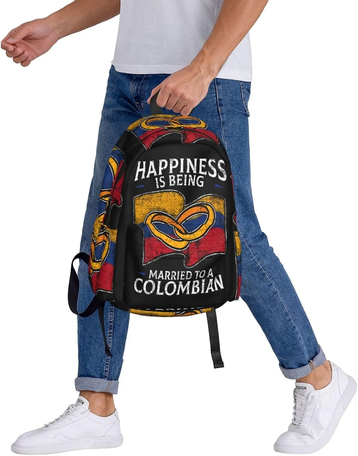 Colombia Marriage Colombian Married Flag Culture Large Travel Backpack Casual Backpacks Laptop Daypack Working Rucksack Lightweight Back Pack Sports Bag with Adjustable Shoulder Strap