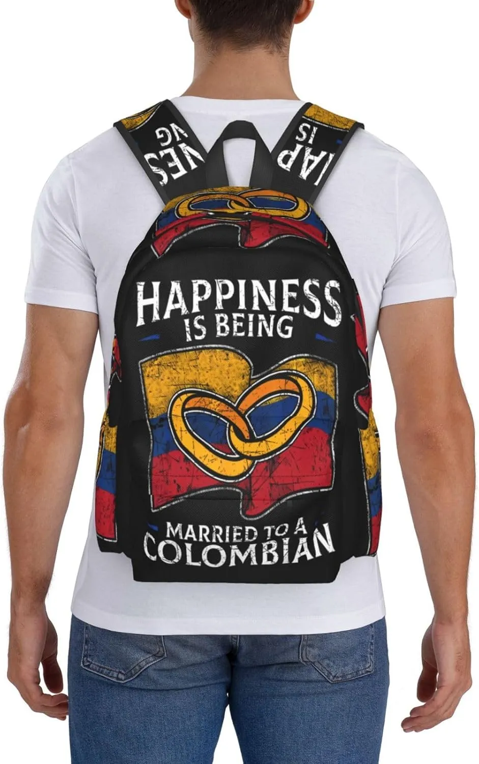Colombia Marriage Colombian Married Flag Culture Large Travel Backpack Casual Backpacks Laptop Daypack Working Rucksack Lightweight Back Pack Sports Bag with Adjustable Shoulder Strap