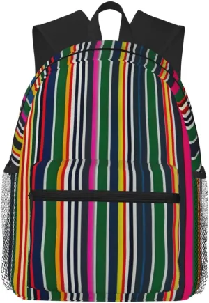 Colorful stripes print Lightweight and comfortable backpack Casual Laptop Backpack for Travel Hiking