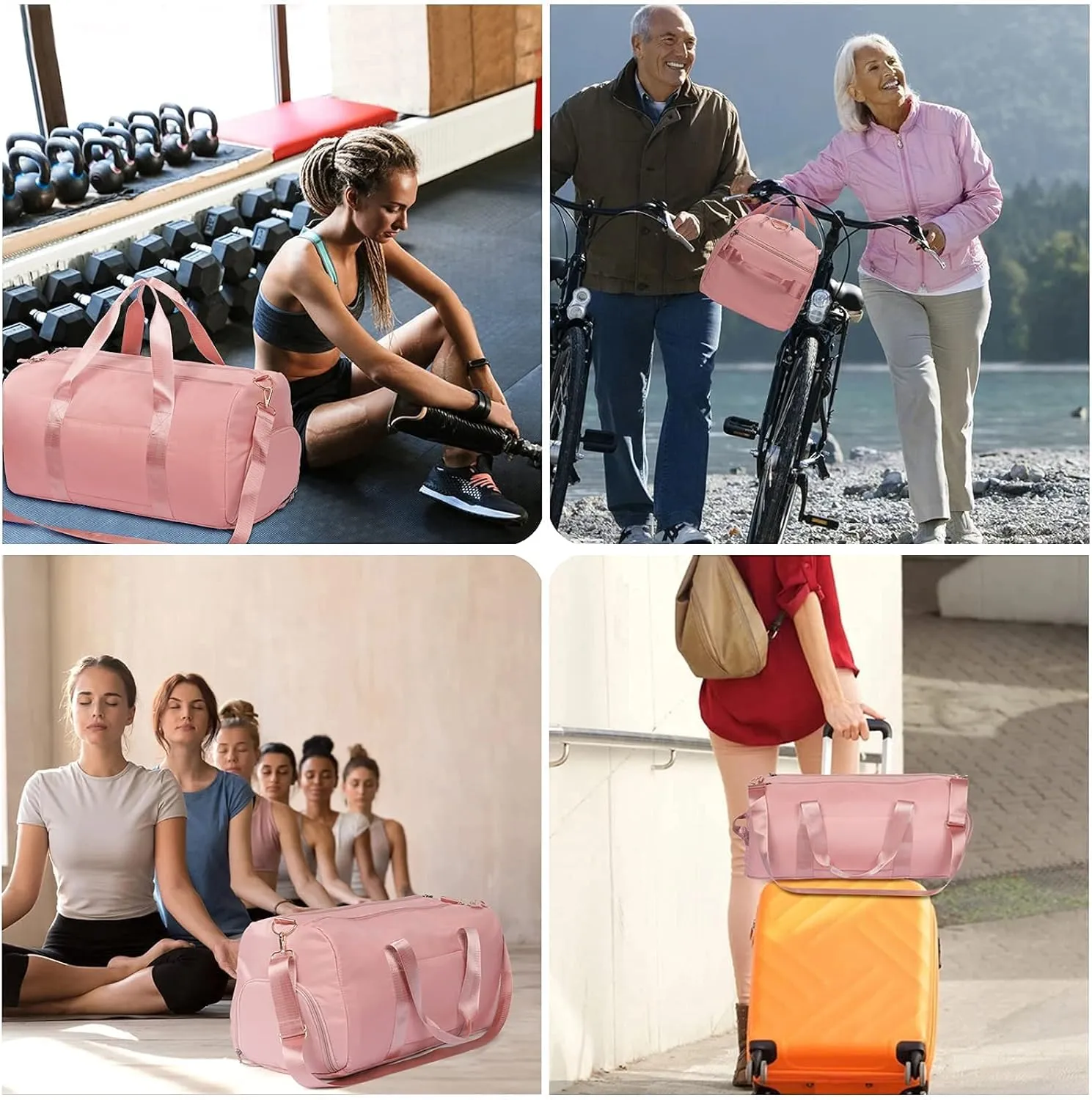 COLOYDuffle Bag for Women, Sports Duffel Bag with Wet Pocket & Shoe Compartment, Overnight Weekender Travel Bag(Pink)(C Purple)