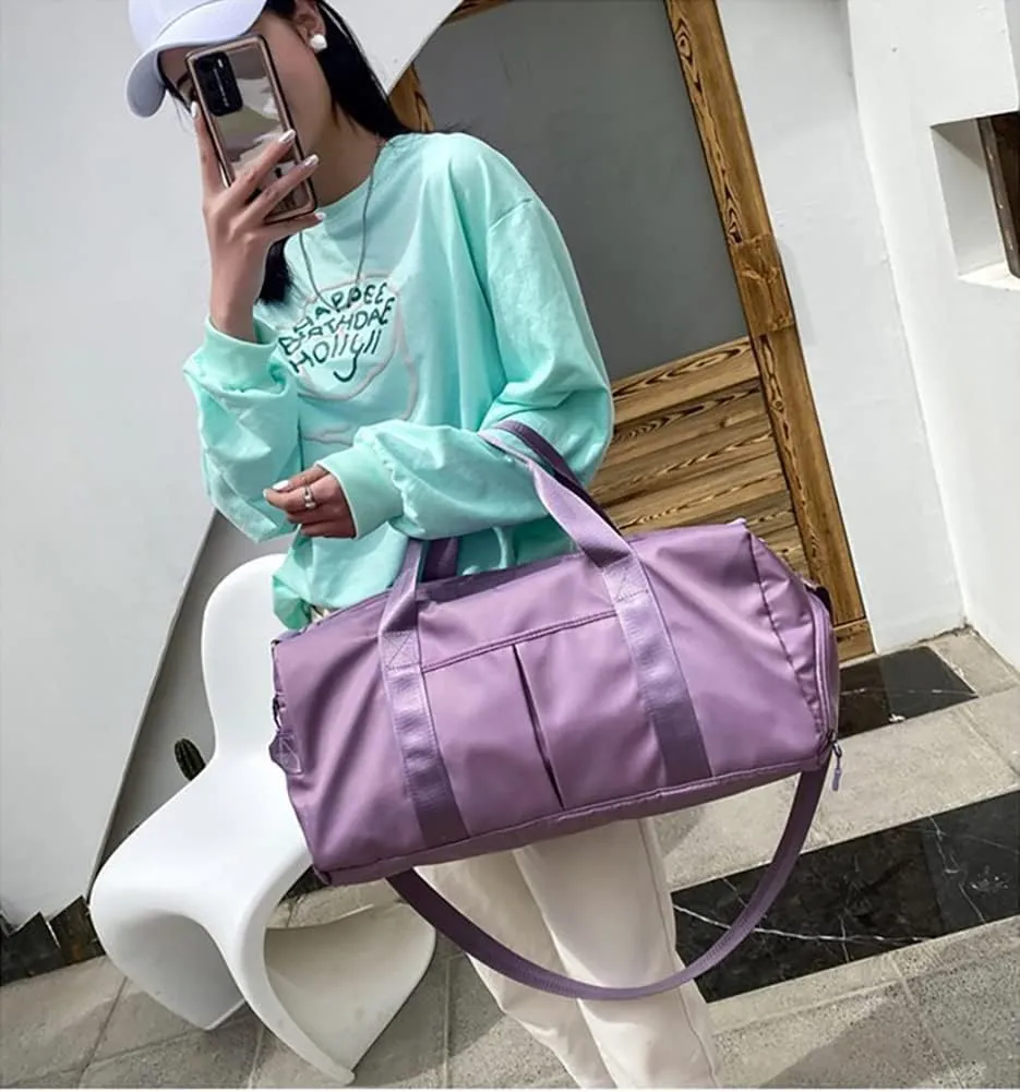 COLOYDuffle Bag for Women, Sports Duffel Bag with Wet Pocket & Shoe Compartment, Overnight Weekender Travel Bag(Pink)(C Purple)