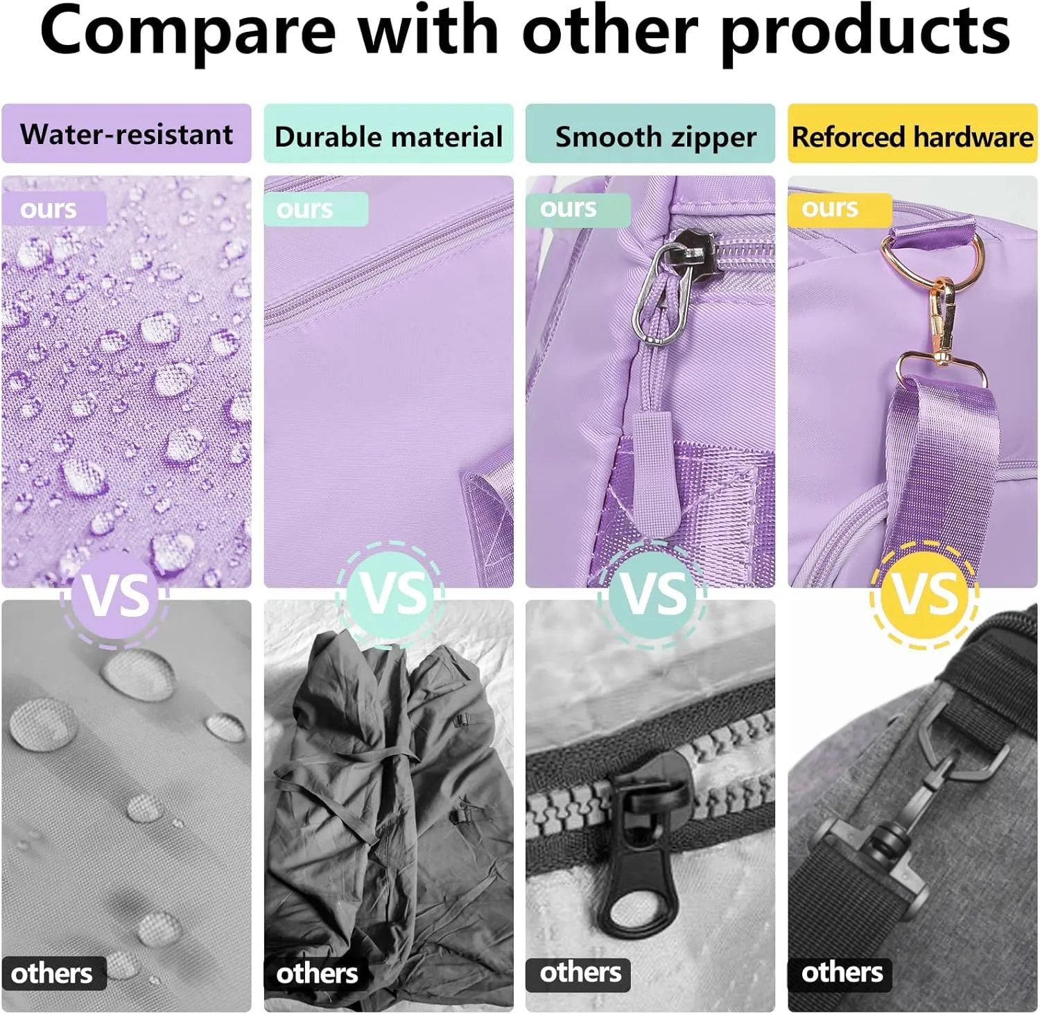 COLOYDuffle Bag for Women, Sports Duffel Bag with Wet Pocket & Shoe Compartment, Overnight Weekender Travel Bag(Pink)(C Purple)