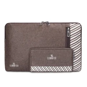 Combo: 15.6 inch Laptop Sleeve & Multipurpose Travel Pouch | Ideal for Accessories | Brown