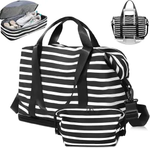 CONTAIL 33-45L Expandable Weekender Travel Bag with Toiletry Bag,Gym Tote Handbag with Shoe Compartment,Carry On Duffel Bags with Wet Pocket