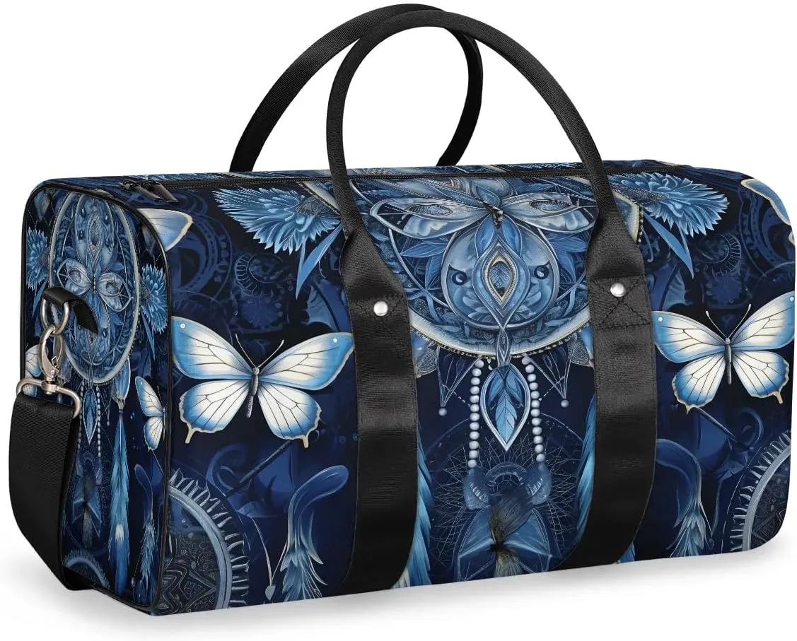 Cool Dream Catcher Feather Travel Duffel Bag for Women Men Waterproof Foldable Overnight Weekender Bag Large Capacity Sports Gym Bag