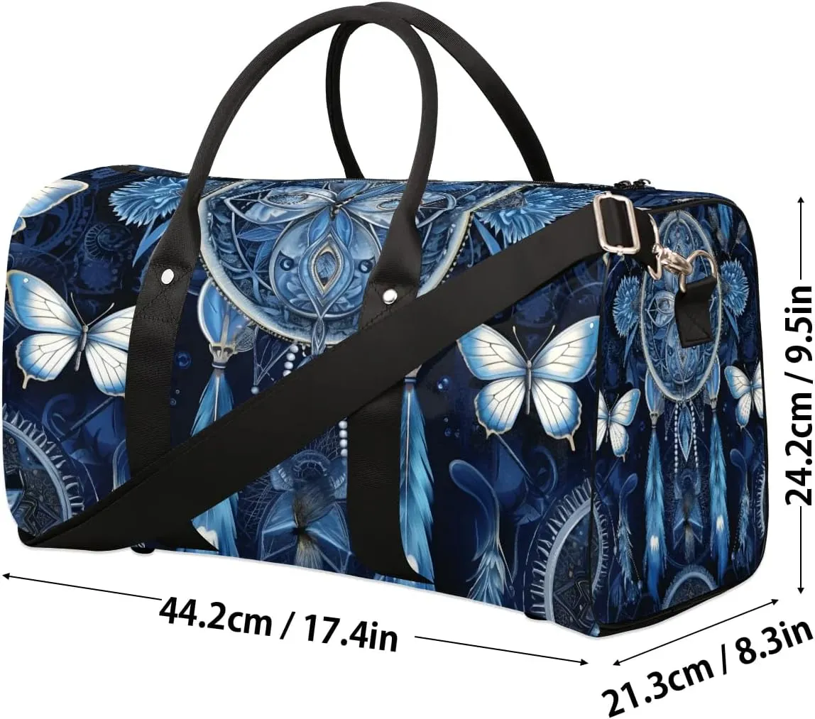 Cool Dream Catcher Feather Travel Duffel Bag for Women Men Waterproof Foldable Overnight Weekender Bag Large Capacity Sports Gym Bag