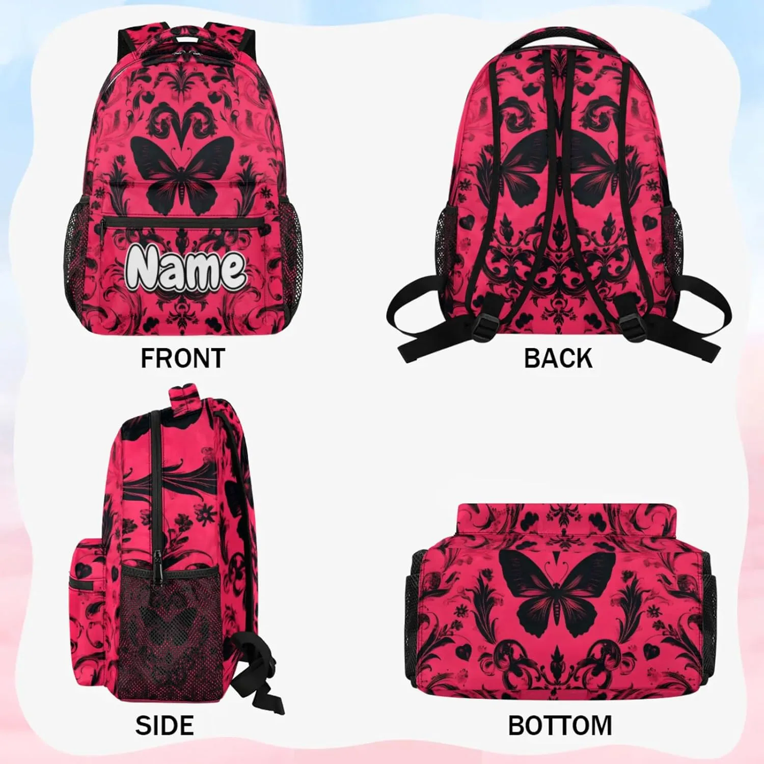 Cool Vintage Butterfly Large Backpack Fashion Travel Backpacks for Business Women Men Casual Laptop Bag Waterproof Lightweight Shoulder Bags 16in