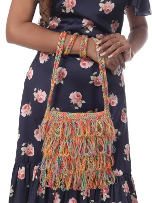 Coral Multi Frilled Crochet Satchel