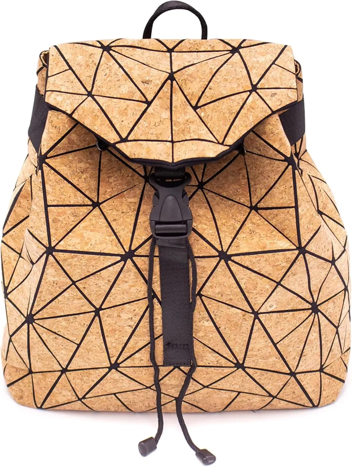 Cork Backpack geometric design, vegan sustainable Eco Friendly gift, lightweight durable Day backpacks, Large, Beige