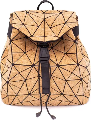 Cork Backpack geometric design, vegan sustainable Eco Friendly gift, lightweight durable Day backpacks, Large, Beige