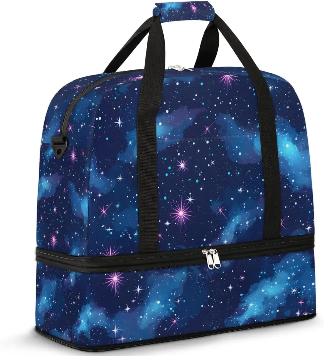 Cosmic Star Pattern Travel Duffel Bag for Women Men Weekender Overnight Bag with Shoe Compartment Foldable Sports Gym Luggage Bag