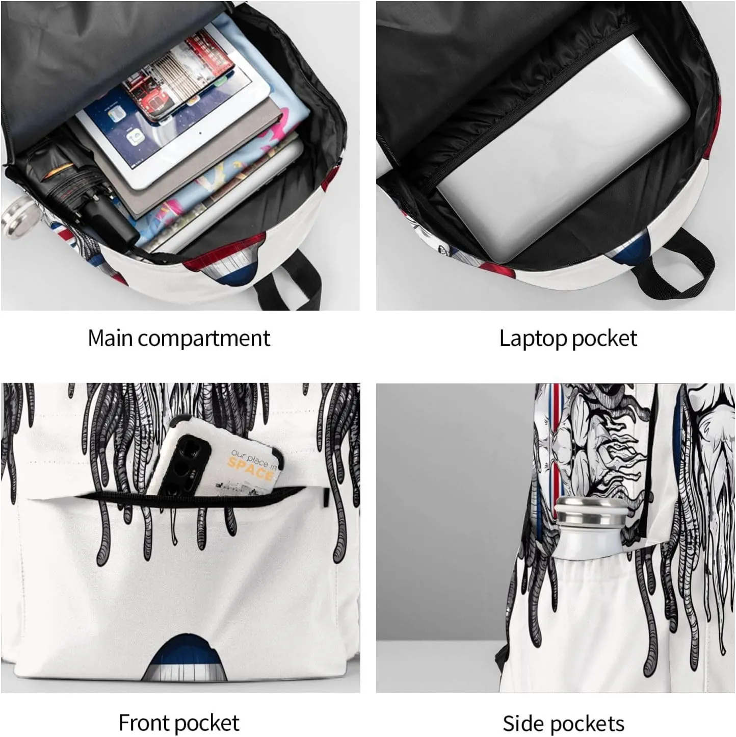 Costa Rica Flag Lion Large Travel Backpack Casual Backpacks Laptop Daypack Working Rucksack Lightweight Back Pack Sports Bag with Adjustable Shoulder Strap