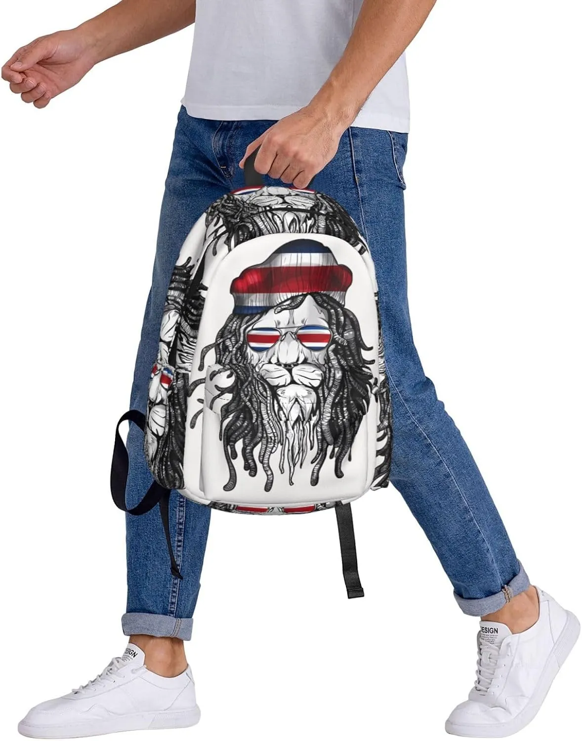 Costa Rica Flag Lion Large Travel Backpack Casual Backpacks Laptop Daypack Working Rucksack Lightweight Back Pack Sports Bag with Adjustable Shoulder Strap