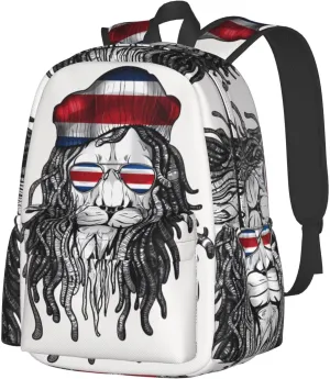 Costa Rica Flag Lion Large Travel Backpack Casual Backpacks Laptop Daypack Working Rucksack Lightweight Back Pack Sports Bag with Adjustable Shoulder Strap