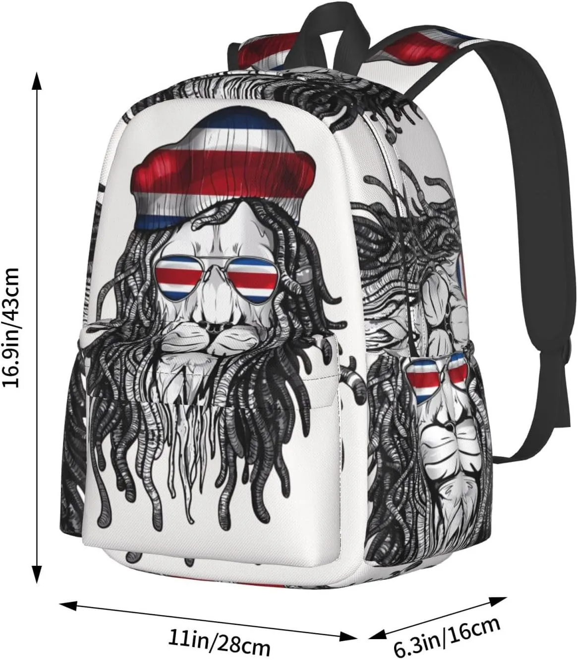 Costa Rica Flag Lion Large Travel Backpack Casual Backpacks Laptop Daypack Working Rucksack Lightweight Back Pack Sports Bag with Adjustable Shoulder Strap