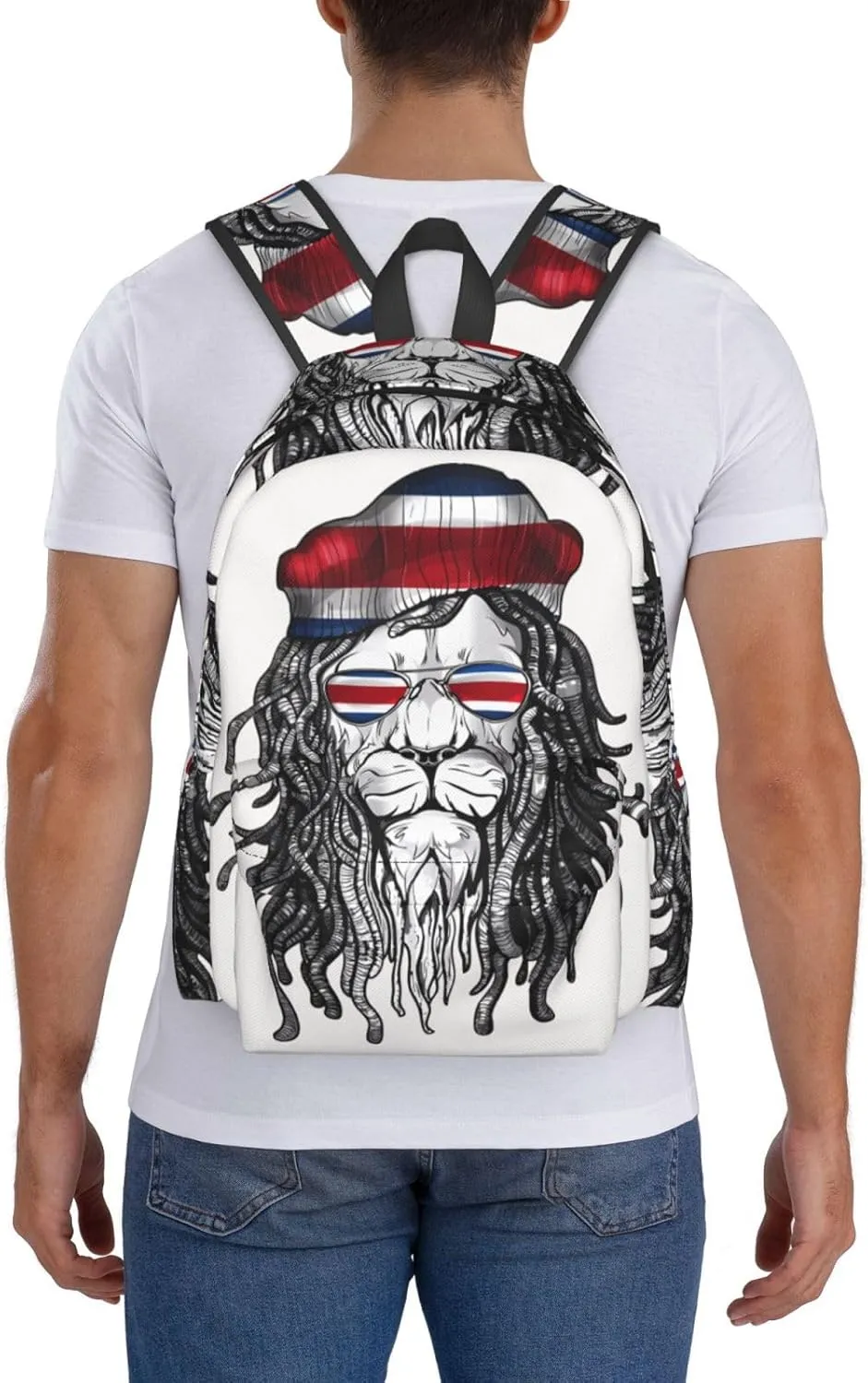 Costa Rica Flag Lion Large Travel Backpack Casual Backpacks Laptop Daypack Working Rucksack Lightweight Back Pack Sports Bag with Adjustable Shoulder Strap