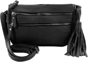 Cowhide Leather Women's Shoulder Purse Small Cross Body Organizer Bag with Many Pockets