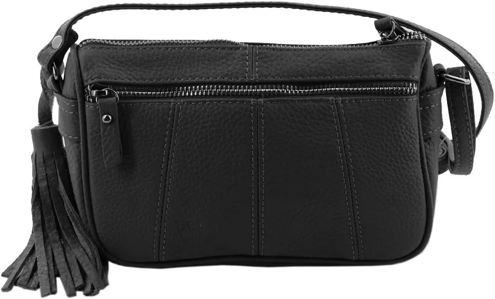 Cowhide Leather Women's Shoulder Purse Small Cross Body Organizer Bag with Many Pockets