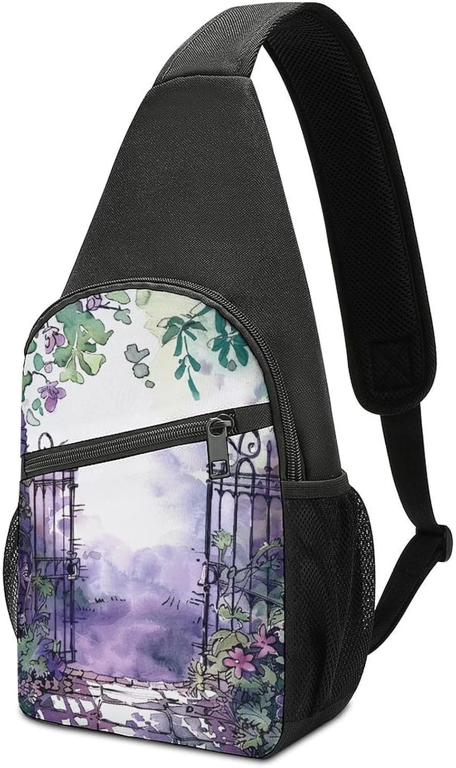 Crossbody Bag for Women Men Sling Bag On Flowering Tree Chest Bag Crossbody Adjustable Shoulder Bag