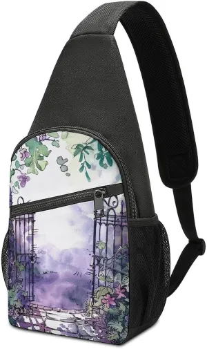 Crossbody Bag for Women Men Sling Bag On Flowering Tree Chest Bag Crossbody Adjustable Shoulder Bag