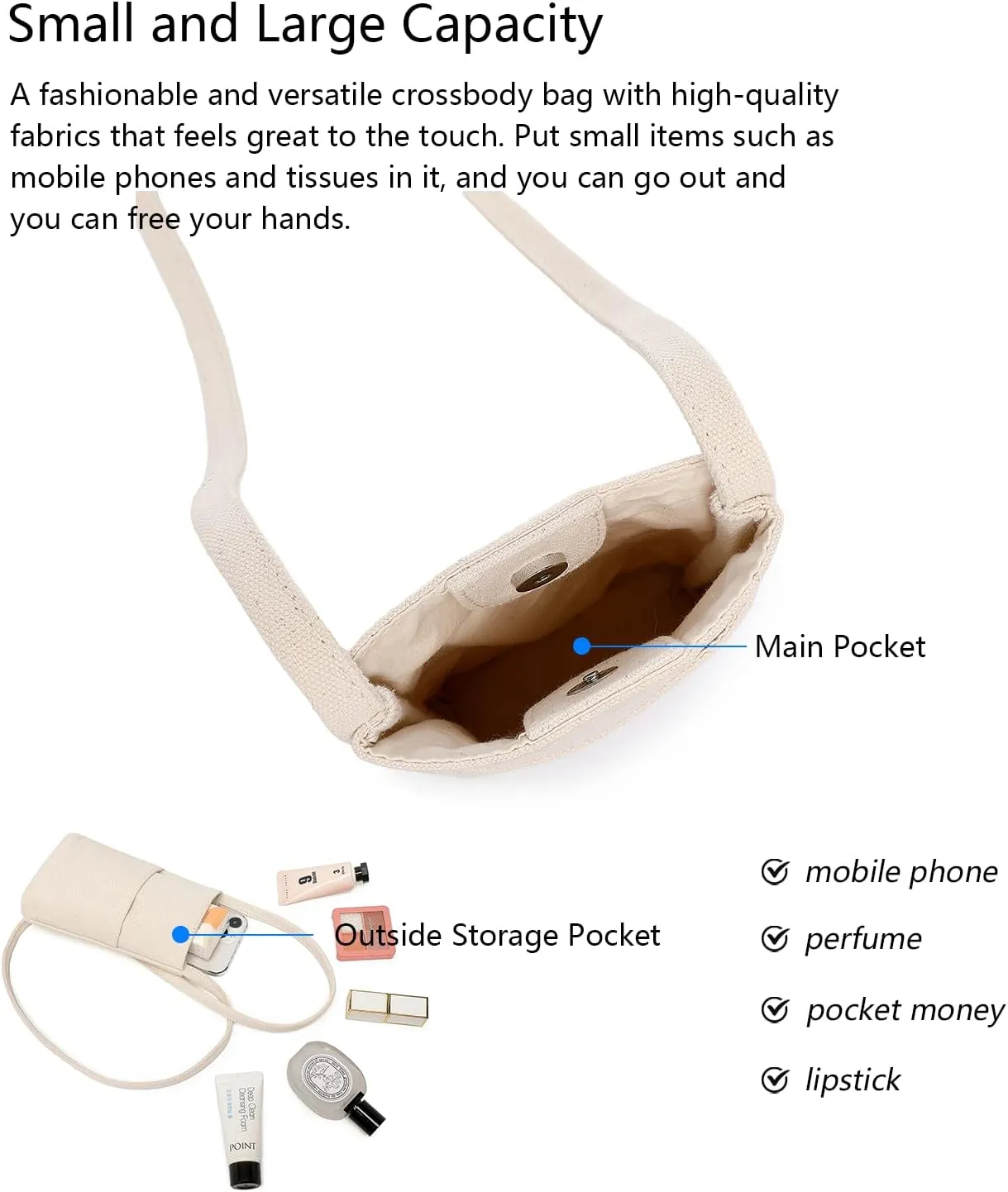 Crossbody Bag Small Crossbody Purse for Women Trendy Adjustable shoulder straps