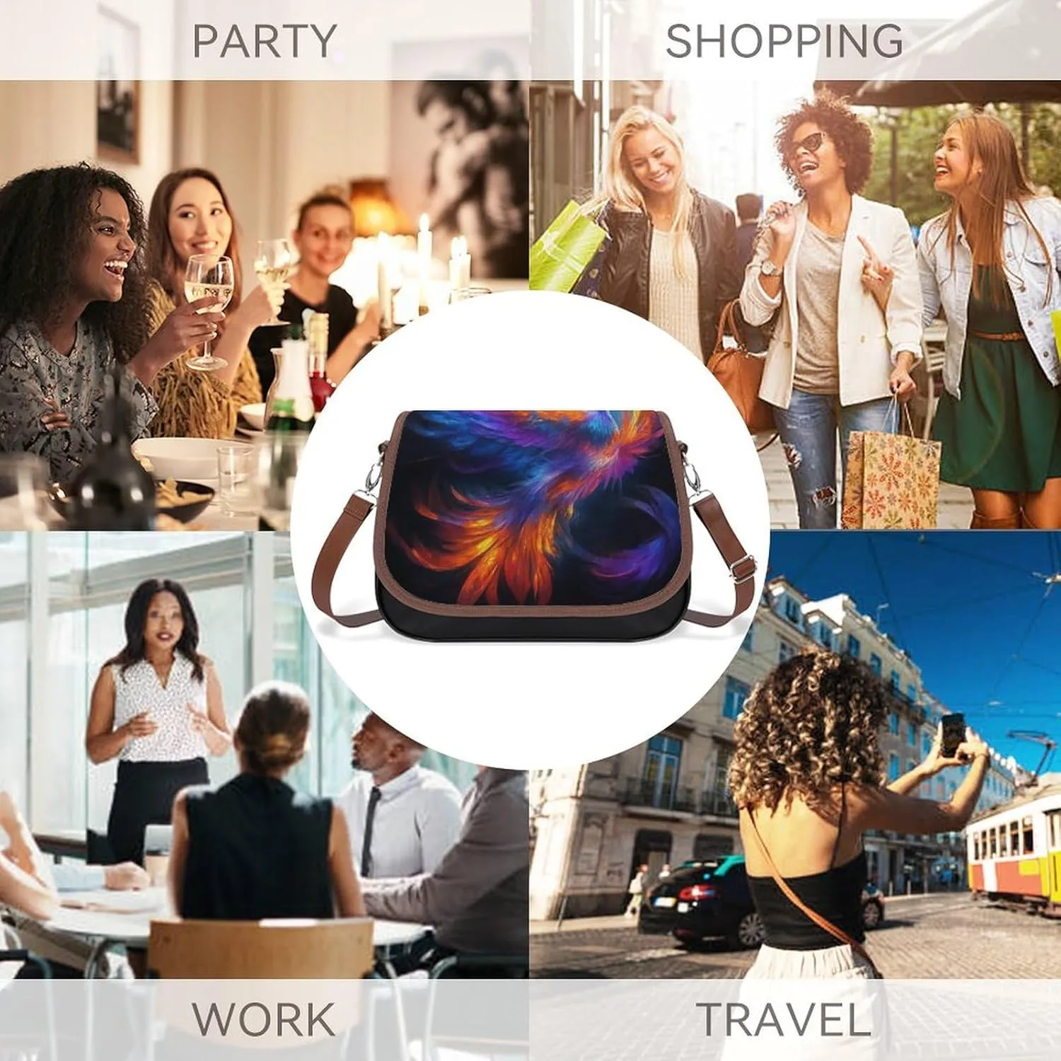 Crossbody Bag with Adjustable Strap for Women, Small Pu Leather Shoulder Handbags for Office