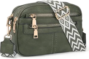 Crossbody Bags for Women, 6-Pockets Purses for Women, Vegan Leather Handbags Shoulder Bag for Travel Shopping