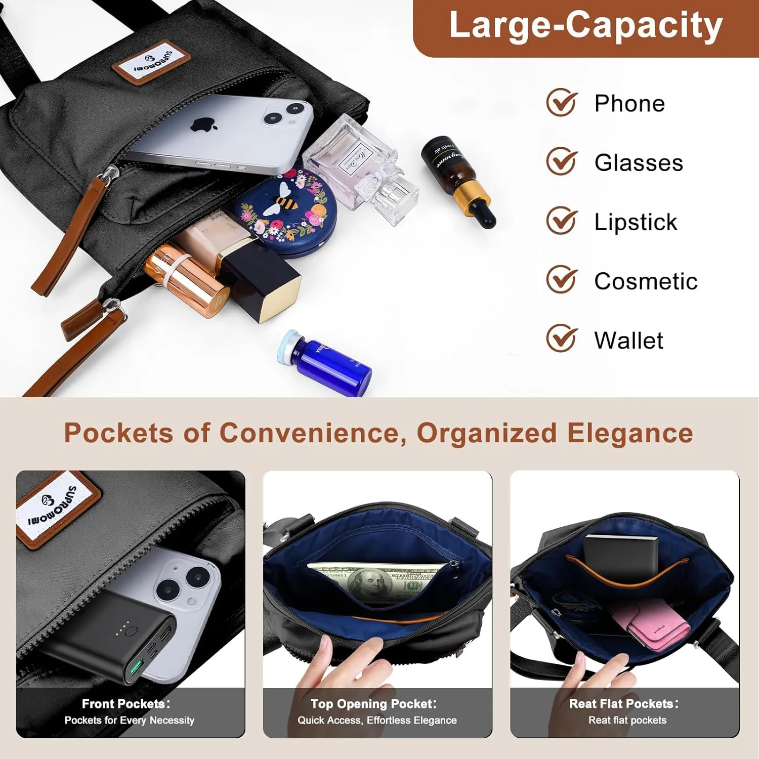 Crossbody Bags for Women, Small Nylon Handbags Travel Purses Phone Shoulder Bag