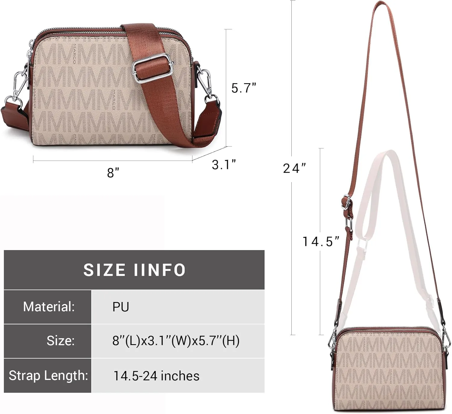 Crossbody Bags for Women Triple Zip Vegan Leather Camera Purses Small Shoulder Handbags with Wide Strap