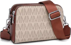 Crossbody Bags for Women Triple Zip Vegan Leather Camera Purses Small Shoulder Handbags with Wide Strap