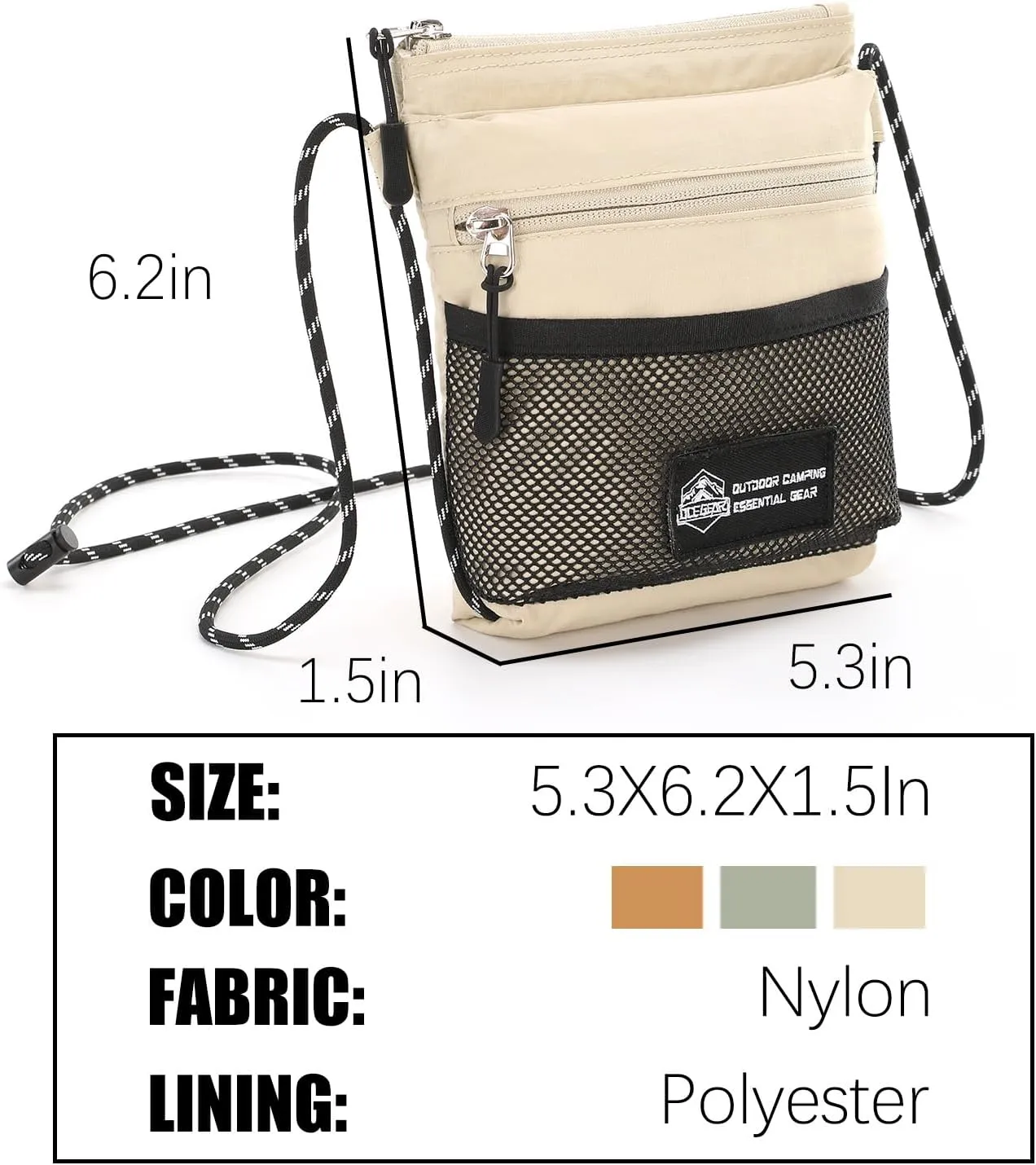 Crossbody Sling Bag for Women Men with Secure Elastic Strap - Smart Pocket Layout Shoulder Bag Urban Outdoor Travel