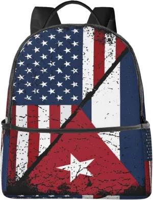Cuba Cuban American Flag Casual Backpacks Laptop Backpack Carry-on Daypack Sports Travel Rucksack Lightweight Working Bag for Outdoor Hiking Cycling Walking